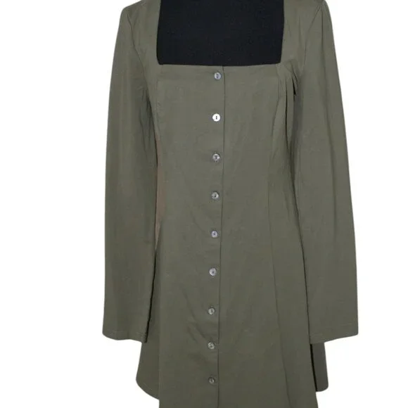Rihoas Square Neck Mini Button Down Dress Size S Small NWT's Vintage Style - Picture 1 of 11